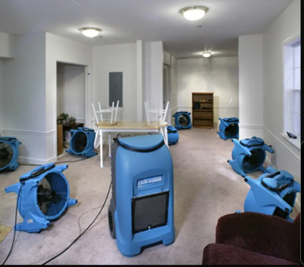 Air movers and dehumidifier setup for Water Extraction & Removal in Glassmanor